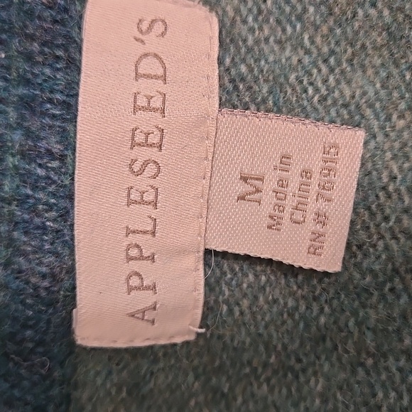 Vinatge Lambswool Blend Appleseeds Nordic Fair Isle Zip Front Cardigan Womens M - Picture 7 of 10